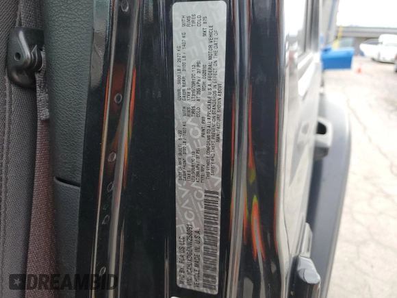 2022 Jeep Wrangler Unlimited Sport with VIN 1C4HJXDG6NW258091, listed as a Copart auction lot 45484735 with 42,534 mi miles and Salvage Title. Bid and sale history available at DreamBid. Image 14.