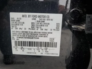 2022 Ford Explorer XLT with VIN 1FMSK7DH9NGB75398, listed as a Copart auction lot 54397385 with 18,333 mi miles and Clean Title. Bid and sale history available at carsss.com. Image 14.