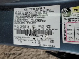2012 Ford Fusion SEL with VIN 3FAHP0JA7CR355893, listed as a Copart auction lot 49988215 with 169,995 mi miles and Salvage Title. Bid and sale history available at carsss.com. Image 15.