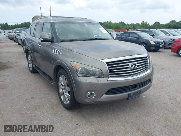 2014 Infiniti QX80 with VIN JN8AZ2NF5E9556556, listed as a IAAI auction lot 42455689 with 237,980 mi miles and . Bid and sale history available at DreamBid. Image 1.