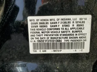 2014 Acura ILX with VIN 19VDE1F37EE013684, listed as a Copart auction lot 59668865 with 102,116 mi miles and Clean title. Bid and sale history available at DreamBid. Image 12.