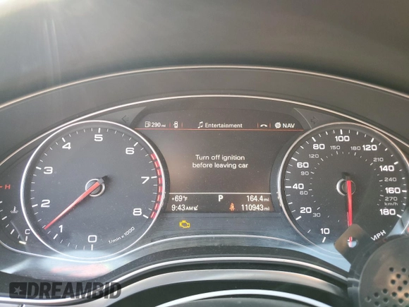 2013 Audi A7 Premium Plus with VIN WAUYGAFC6DN069576, listed as a Copart auction lot 54760455 with 110,943 mi miles and Salvage title. Bid and sale history available at DreamBid. Image 9.