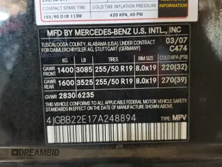 2007 Mercedes-Benz M 320 CDI with VIN 4JGBB22E17A248894, listed as a Copart auction lot 46248135 with 181,235 mi miles and Clean Title. Bid and sale history available at carsss.com. Image 12.