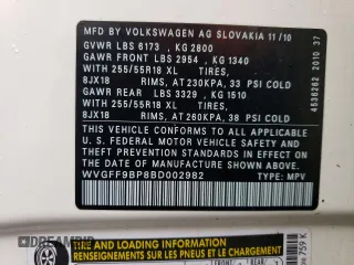 2011 Volkswagen Touareg Sport with VIN WVGFF9BP8BD002982, listed as a Copart auction lot 53958555 with 156,742 mi miles and Salvage Title. Bid and sale history available at DreamBid. Image 13.