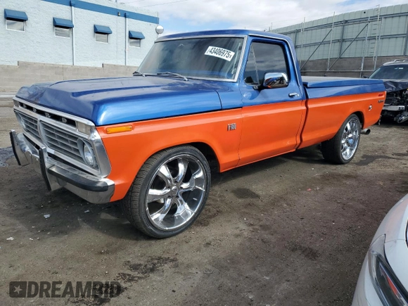 1975 Ford F-150 z VIN F15MLX09534, wystawiony jako Copart lot #43406975 z przebiegiem 71 117 mil mil oraz Czysty tytuł • Clean title. Historia ofert i sprzedaży dostępna na DreamBid. Obrazek 1.