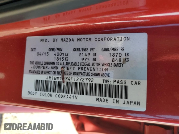 2015 Mazda 3 i Touring with VIN JM1BM1L74F1272792, listed as a Copart auction lot 47896425 with 158,315 mi miles and Salvage Title. Bid and sale history available at carsss.com. Image 15.