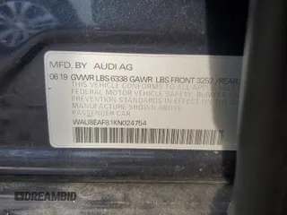 2019 Audi A8 with VIN WAU8EAF81KN024754, listed as a Copart auction lot 42242955 with 29,698 mi miles and Salvage Title. Bid and sale history available at carsss.com. Image 13.