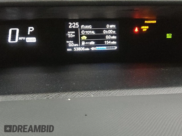 2018 Toyota Prius One with VIN JTDKDTB39J1615454, listed as a Copart auction lot 52724695 with 53,806 mi miles and Clean Title. Bid and sale history available at DreamBid. Image 9.