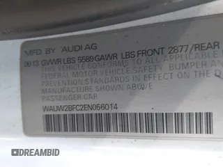 2014 Audi S7 Prestige with VIN WAUW2BFC2EN056014, listed as a IAAI auction lot 41148744 with 1 mi miles. Bid and sale history available at carsss.com. Image 9.