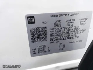 2025 Chevrolet TrailBlazer LT with VIN KL79MRSL6SB052700, listed as a IAAI auction lot 41341218 with 2,708 mi miles. Bid and sale history available at carsss.com. Image 9.