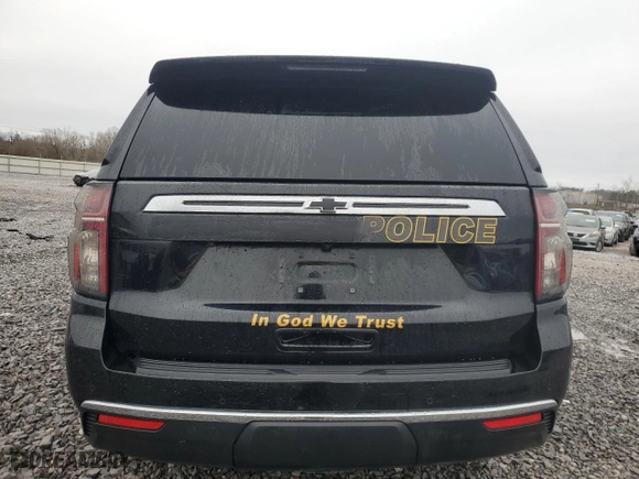 2023 Chevrolet Tahoe Commercial with VIN 1GNSCLED4PR483728, listed as a Copart auction lot 43012815 with 0 mi miles and Salvage Title. Bid and sale history available at carsss.com. Image 6.