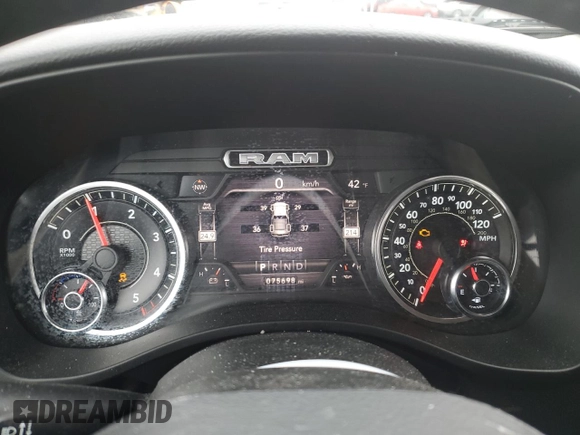 2020 Ram 1500 Big Horn with VIN 1C6SRFFM6LN224688, listed as a Copart auction lot 44040874 with 75,698 mi miles and Salvage Title. Bid and sale history available at carsss.com. Image 9.