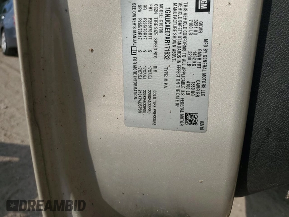 2010 Chevrolet Tahoe LS with VIN 1GNUCAE07AR171632, listed as a Copart auction lot 57562445 with Not provided miles and Clean title. Bid and sale history available at DreamBid. Image 15.