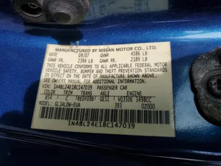2008 Nissan Altima 3.5 SE with VIN 1N4BL24E18C147039, listed as a Copart auction lot 54336995 with 206,229 mi miles and Salvage Title. Bid and sale history available at carsss.com. Image 12.