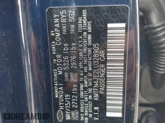 2020 Genesis G80 3.8L with VIN KMTFN4JE2LU328905, listed as a Copart auction lot 74858024 with 0 mi miles and Salvage Title. Bid and sale history available at carsss.com. Image 13.