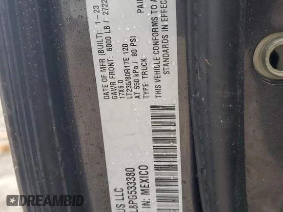 2023 Ram 3500 Tradesman with VIN 3C63RRGL8PG533380, listed as a Copart auction lot 44143105 with 0 mi miles and Salvage Title. Bid and sale history available at carsss.com. Image 13.
