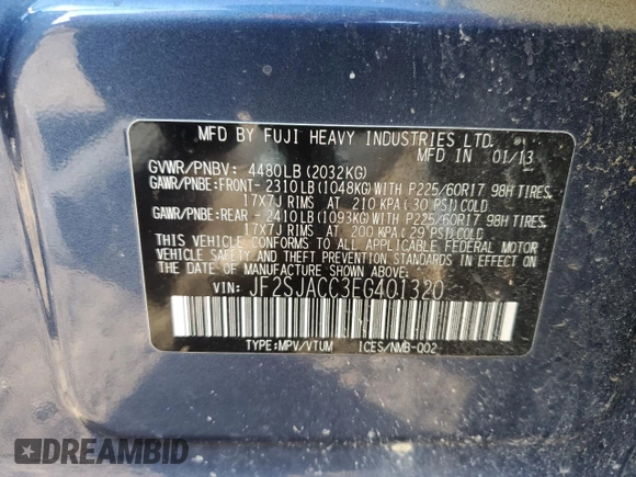 2014 Subaru Forester 2.5i Premium with VIN JF2SJACC3EG401320, listed as a Copart auction lot 47399075 with 134,397 mi miles and Salvage Title. Bid and sale history available at carsss.com. Image 16.