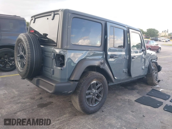 2024 Jeep Wrangler Sport S with VIN 1C4PJXDN8RW370133, listed as a IAAI auction lot 42453029 with 10,415 mi miles and . Bid and sale history available at DreamBid. Image 4.