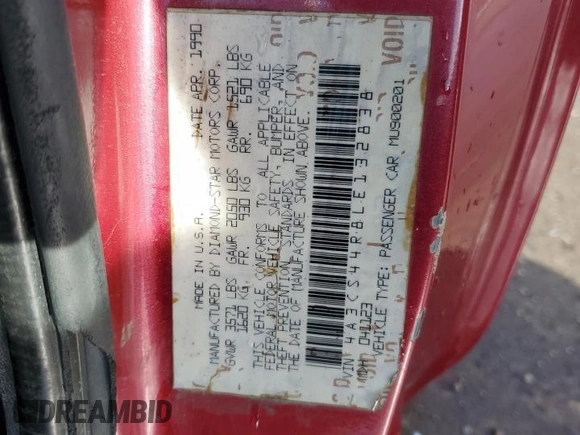 1990 Mitsubishi Eclipse with VIN 4A3CS44R8LE132838, listed as a Copart auction lot 87236004 with 151,498 mi miles and Clean Title. Bid and sale history available at DreamBid. Image 12.