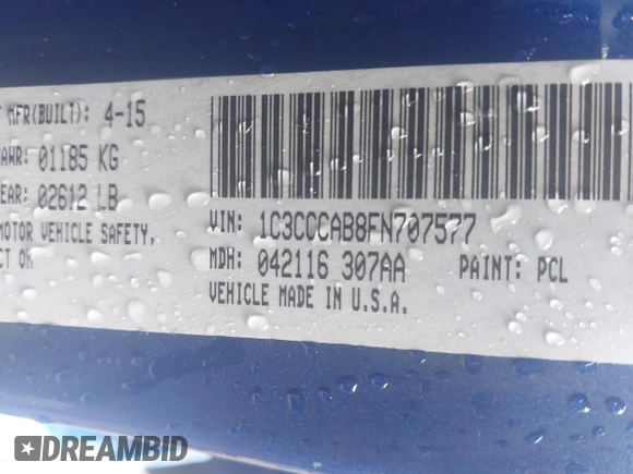 2015 Chrysler 200 Limited с VIN 1C3CCCAB8FN707577, выставлен на аукционе IAAI как лот 42315250 с пробегом 196 141 миль миль и . История ставок и продаж доступна на DreamBid. Изображение 9.