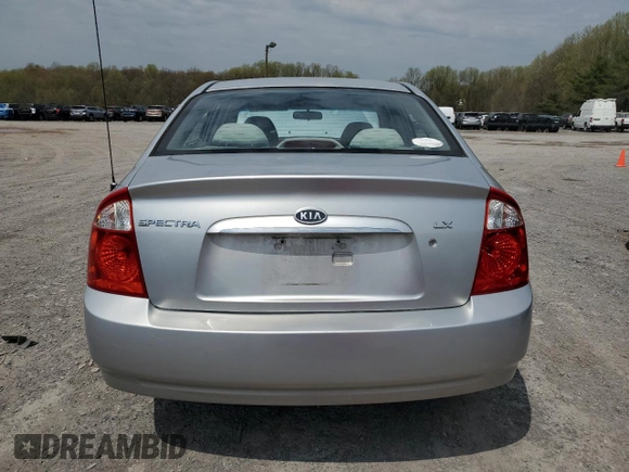 2004 Kia Spectra LX with VIN KNAFE121245031019, listed as a Copart auction lot 52960135 with 183,016 mi miles and Salvage Title. Bid and sale history available at carsss.com. Image 6.
