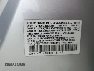 2009 Honda Pilot EX-L z VIN 5FNYF38589B003844, wystawiony jako Copart lot #55956985 z przebiegiem 216 457 mil mil oraz Szkoda całkowita • Salvage title. Historia ofert i sprzedaży dostępna na DreamBid. Obrazek 13.