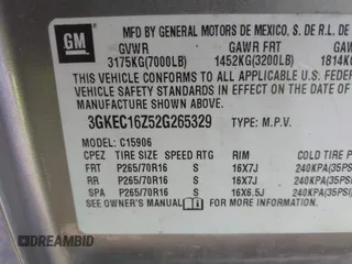 2002 GMC Yukon XL SLT with VIN 3GKEC16Z52G265329, listed as a IAAI auction lot 41595344 with 200,887 mi miles. Bid and sale history available at carsss.com. Image 9.