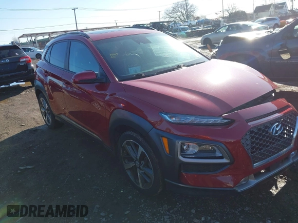2021 Hyundai Kona Ultimate with VIN KM8K5CA57MU662724, listed as a IAAI auction lot 41919686 with 61,426 mi miles and . Bid and sale history available at carsss.com. Image 1.