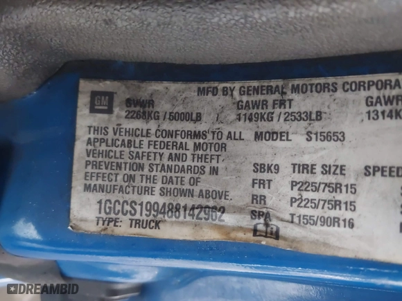 2008 Chevrolet Colorado Work Truck with VIN 1GCCS199488142962, listed as a IAAI auction lot 41539854 with 200,187 mi miles. Bid and sale history available at carsss.com. Image 9.
