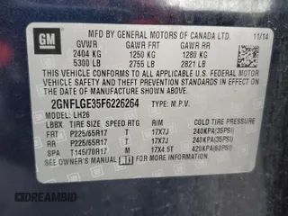 2015 Chevrolet Equinox LT with VIN 2GNFLGE35F6226264, listed as a Copart auction lot 53704955 with 212,392 mi miles and Salvage Title. Bid and sale history available at carsss.com. Image 13.