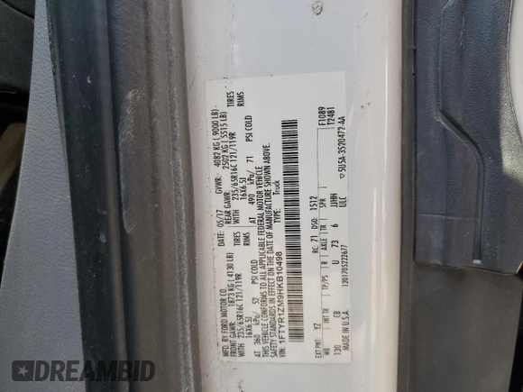 2017 Ford Transit с VIN 1FTYR1ZM9HKB10498, выставлен на аукционе Copart как лот 54173595 с пробегом 105 623 миль миль и Списание • Salvage title. История ставок и продаж доступна на DreamBid. Изображение 13.