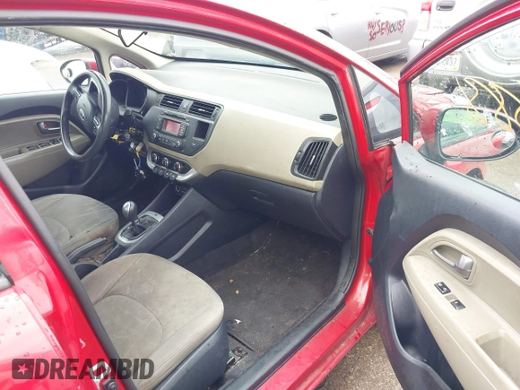 2014 Kia Rio LX with VIN KNADM4A36E6417050, listed as a IAAI auction lot 42005888 with 129,433 mi miles. Bid and sale history available at carsss.com. Image 5.