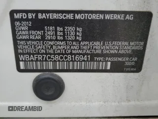 2012 BMW 5 Series 535i z VIN WBAFR7C58CC816941, wystawiony jako Copart lot #55422515 z przebiegiem 108 895 mil mil oraz Szkoda całkowita • Salvage title. Historia ofert i sprzedaży dostępna na DreamBid. Obrazek 12.