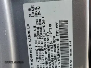 2021 Honda Odyssey EX-L with VIN 5FNRL6H74MB010119, listed as a Copart auction lot 52353355 with 39,366 mi miles and Salvage Title. Bid and sale history available at DreamBid. Image 14.