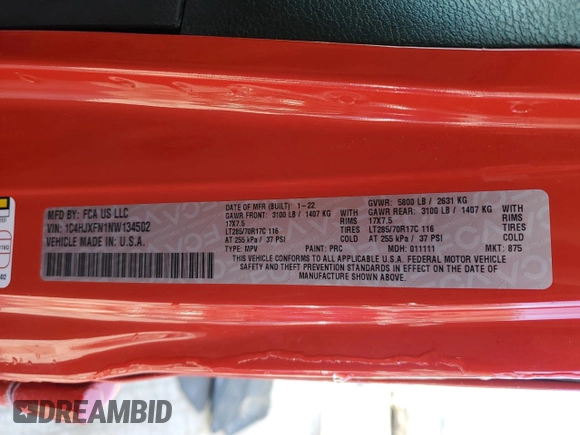 2022 Jeep Wrangler Unlimited Rubicon z VIN 1C4HJXFN1NW134502, wystawiony jako Copart lot #84514584 z przebiegiem 39 900 mil mil oraz Szkoda całkowita • Salvage title. Historia ofert i sprzedaży dostępna na DreamBid. Obrazek 15.