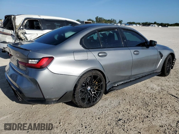 2023 BMW M3 with VIN WBS53AY08PFP08696, listed as a Copart auction lot 50433723 with 2,855 mi miles and Non repairable. Bid and sale history available at DreamBid. Image 3.