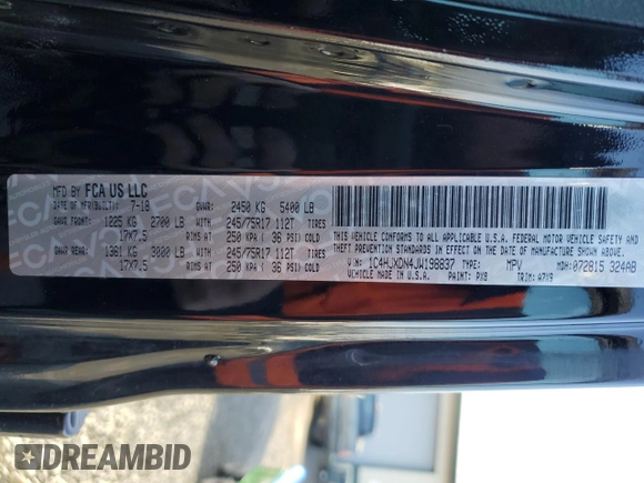 2018 Jeep Wrangler Unlimited Sport with VIN 1C4HJXDN4JW198837, listed as a Copart auction lot 45419485 with 88,654 mi miles and Salvage title. Bid and sale history available at DreamBid. Image 14.