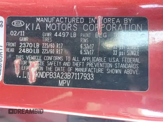 2011 Kia Sportage with VIN KNDPB3A23B7117933, listed as a Copart auction lot 59360025 with 196,779 mi miles and Salvage title. Bid and sale history available at DreamBid. Image 13.