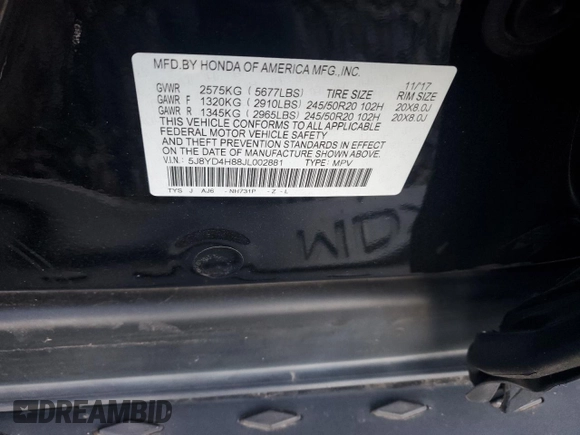 2018 Acura MDX Advance with VIN 5J8YD4H88JL002881, listed as a Copart auction lot 85044354 with 76,131 mi miles and Salvage Title. Bid and sale history available at DreamBid. Image 13.