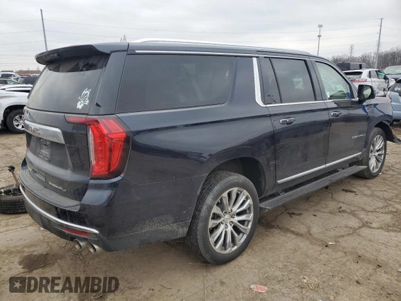 2022 GMC Yukon XL Denali with VIN 1GKS2JKL1NR352785, listed as a Copart auction lot 82993264 with 21,400 mi miles and Clean Title. Bid and sale history available at carsss.com. Image 3.