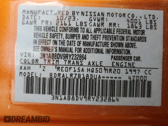 2024 Nissan Sentra SR z VIN 3N1AB8DV9RY232864, wystawiony jako Copart lot #50961445 z przebiegiem 15 483 mil mil oraz Szkoda całkowita • Salvage title. Historia ofert i sprzedaży dostępna na DreamBid. Obrazek 14.