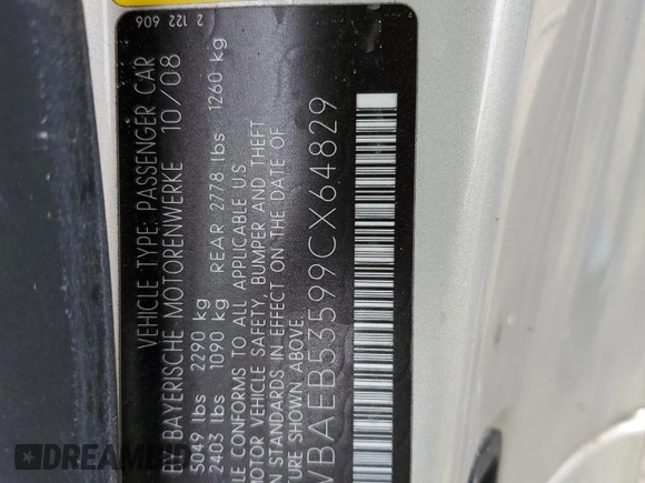 2009 BMW 6 Series 650i with VIN WBAEB53599CX64829, listed as a Copart auction lot 75694824 with 0 mi miles and Salvage Title. Bid and sale history available at carsss.com. Image 13.
