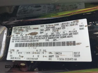 2013 Ford Escape SE с VIN 1FMCU0GX2DUB36015, выставлен на аукционе IAAI как лот 42642271 с пробегом 220 629 миль миль и . История ставок и продаж доступна на DreamBid. Изображение 9.
