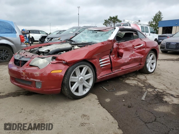 2004 Chrysler Crossfire z VIN 1C3AN69L54X005704, wystawiony jako Copart lot #58487215 z przebiegiem 120 423 mil mil oraz Czysty tytuł • Clean title. Historia ofert i sprzedaży dostępna na DreamBid. Obrazek 1.