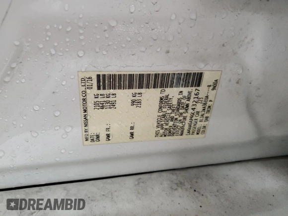 2016 Nissan Maxima SL with VIN 1N4AA6AP4GC432167, listed as a Copart auction lot 50716105 with 167,362 mi miles and Salvage Title. Bid and sale history available at DreamBid. Image 13.