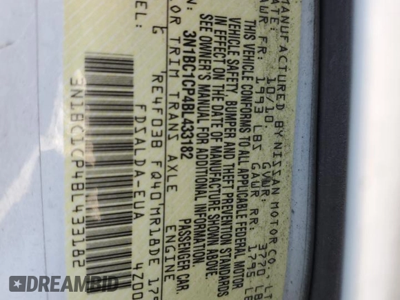 2011 Nissan Versa S z VIN 3N1BC1CP4BL433182, wystawiony jako Copart lot #59386335 z przebiegiem 174 762 mil mil oraz Szkoda całkowita • Salvage title. Historia ofert i sprzedaży dostępna na DreamBid. Obrazek 13.