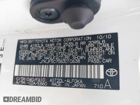 2011 Scion tC z VIN JTKJF5C75B3010638, wystawiony jako IAAI lot #42127293 z przebiegiem 149 320 mil mil oraz . Historia ofert i sprzedaży dostępna na DreamBid. Obrazek 9.