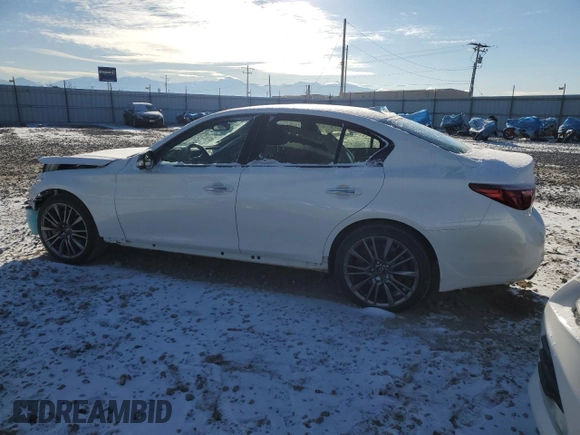 2021 Infiniti Q50 Red Sport 400 with VIN JN1FV7DR7MM880385, listed as a Copart auction lot 44394645 with 48,343 mi miles and Salvage title. Bid and sale history available at DreamBid. Image 2.