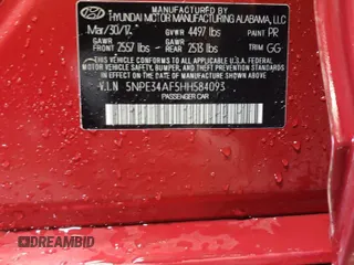 2017 Hyundai Sonata Sport with VIN 5NPE34AF5HH584093, listed as a Copart auction lot 48558775 with 54,950 mi miles and Salvage Title. Bid and sale history available at carsss.com. Image 12.