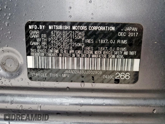 2018 Mitsubishi Outlander ES z VIN JA4AD2A33JJ002909, wystawiony jako Copart lot #55693795 z przebiegiem 95 454 mil mil oraz Szkody całkowita. Historia ofert i sprzedaży dostępna na DreamBid. Obrazek 14.